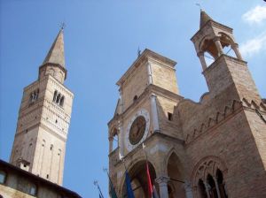 Palazzo comunale and tower of Duomo di San Marco, Pordenone, Friuli - Venezia Giulia, Italy
