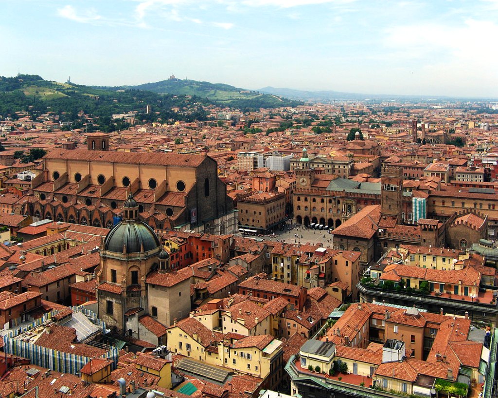 Bologna as seen from the top of Torre degli Asinelli, Emilia-Romagna, Italy