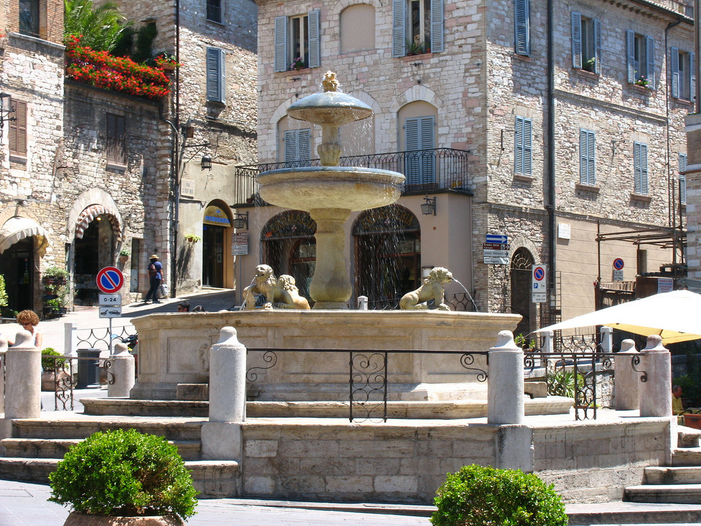 Assisi medieval fountain, Umbria, Italy