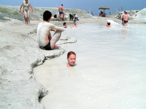 Bathing on Vulcano island, Lipari, Sicily, Italy