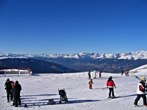 Skiing in Dolomites, Italy