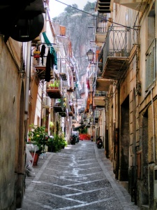 Streets in Cefalu, Sicily, Italy
