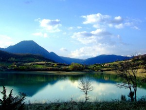 Lake Castel San Vincenzo and Mainarde mountains, Abruzzo National Park, Italy