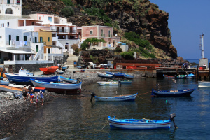 A port in Alicudi, Aeolian Islands, Sicily, Italy