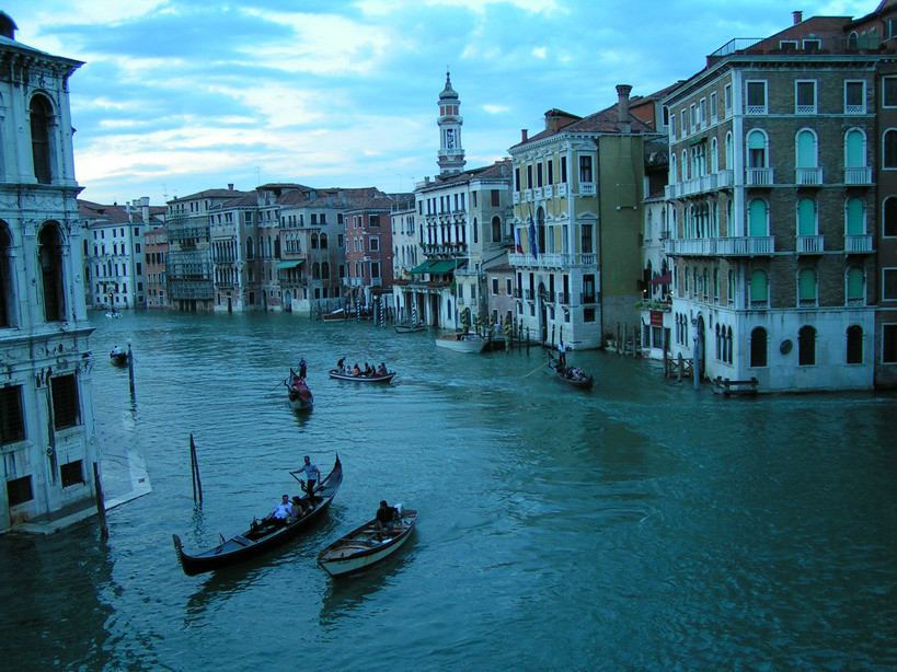 Gondolas in Venice (as seen from Rialto bridge), Veneto, Italy