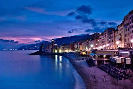 Camogli in the night, Liguria, Italy