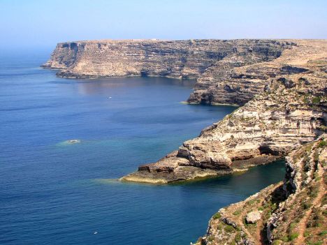 North-Eastern cliffs of Lampedusa island, Sicily, Italy