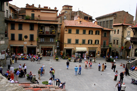 Another view of Piazza della Repubblica, Cortona, Tuscany, Italy