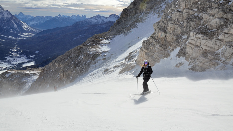 Skiing in Cortina d'Ampezzo, Dolomites, Veneto, Italy
