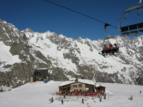 Skiing in Courmayeur, Italy