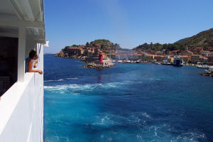 Leaving island of Giglio, Tuscany, Italy