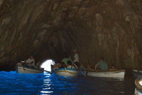 Inside Blue Grotto, Grotta Azzura, Capri, Campania, Italy