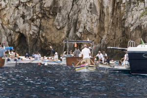 Traffic jam at Blue Grotto, Capri, Campania, Italy