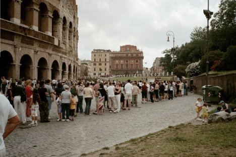 Ticket line at Colosseum, Rome, Italy