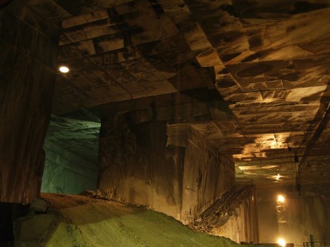 Interior of a marble mine in Carrara, Italy