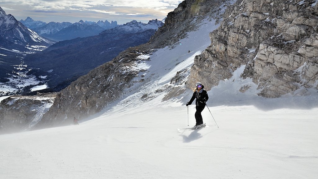 Skiing in Cortina d'Ampezzo, Veneto Dolomites, Italy