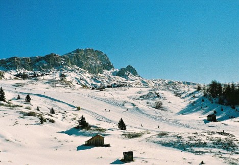 Skiing in Alta Badia, Dolomites, South Tyrol, Italy