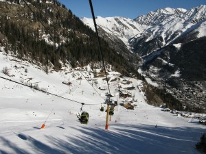 Skiing in Courmayeur, Aosta Valley, Italy