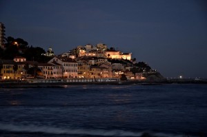 Imperia at night, Liguria, Italy
