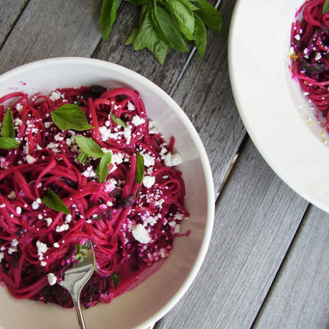 Cashew Ricotta with Beet-Flavored Linguine