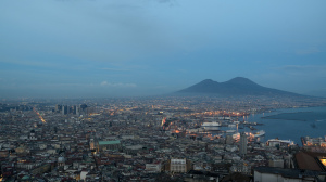 Skyline of Naples with mount Vesuvius, Campania, Italy