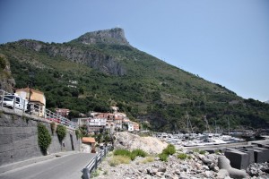 Maratea with statue of Christ on the mountain above, Basilicata, Italy