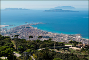 Trapani from mountains, Sicily, Italy