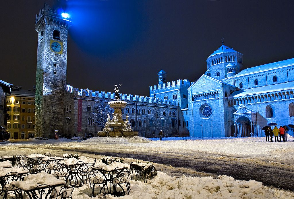 Piazza Duomo in winter, Trento, Trentino-Alto Adige region, Italy