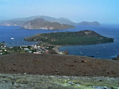View of Lipari from Vulcano island, Sicily, Italy - 2