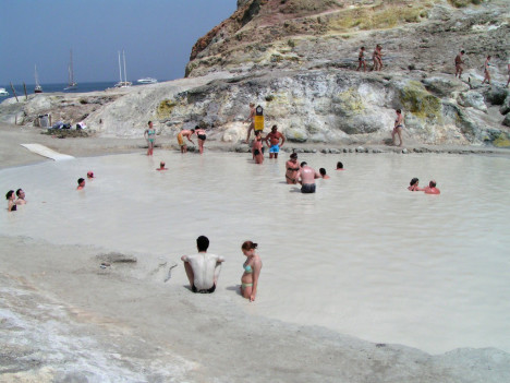 Sulphur baths on Vulcano island, Aeolian Islands, Sicily, Italy