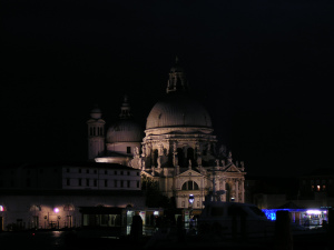 Basilica di Santa Maria della Salute in the night, Venice, Veneto, Italy