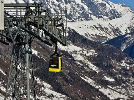 Cable lift in La Thuile, Aosta, Italy