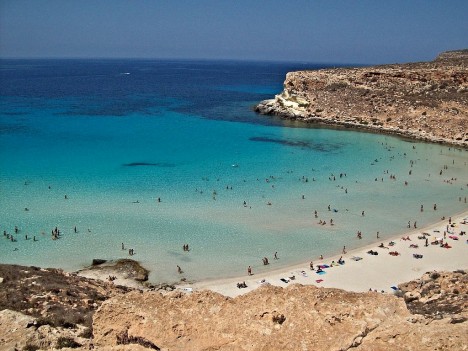 Beach on Rabbit Island in Lampedusa, Sicily, Italy