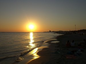 Sunset on Torre San Giovanni beach, Puglia, Italy