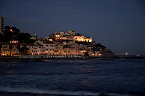 Imperia at night, Liguria, Italy