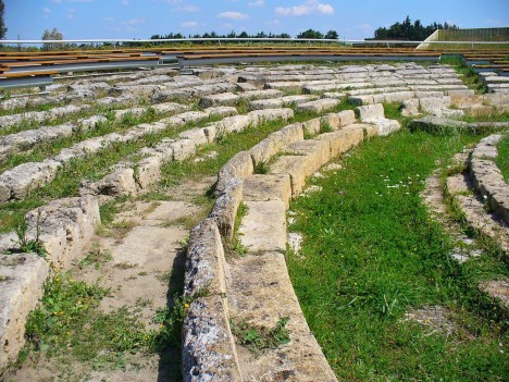 Ancient theater in Metaponto, Basilicata, Italy