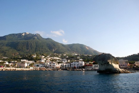 Lacco Ameno on Ischia island with Monte Epomeo, Campania, Italy